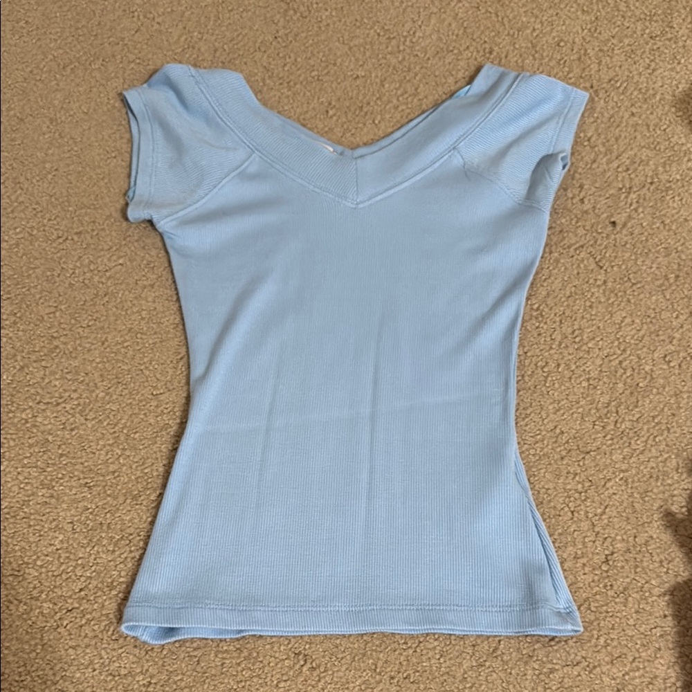Urban Outfitters Blue Asymmetrical Fitted Tee